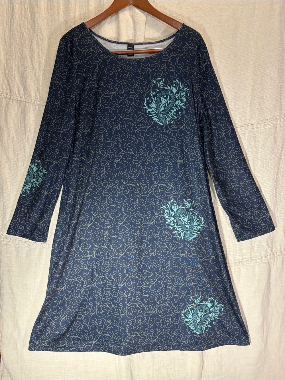 Emery Rose Paisley Long Sleeve Shift Dress XXL Like New Modest